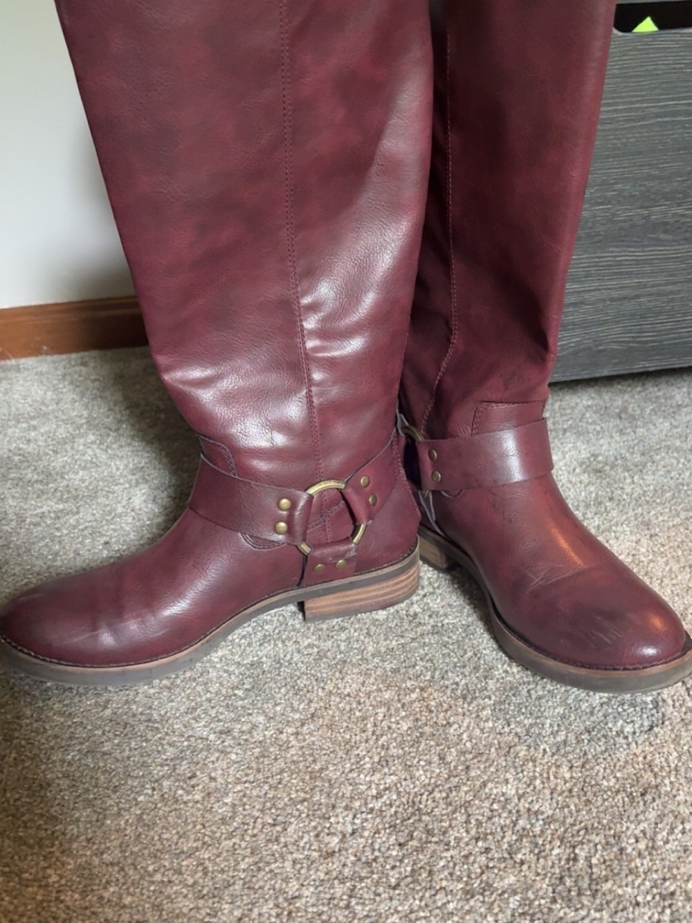 FRYE AND CO. Burgundy Over-the-Knee Leather Boots